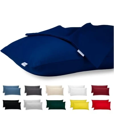 Abbildung von Kissenbezug 30x50 Baumwolle Premium Satin 2er Set Kissenhülle Deko für Kissen Bett/Sofa Stoff Superweicher Resistent Hypoallergen Anti Milben Kopfkissenbezug mit Verdecktem Zip Voll Waschbar