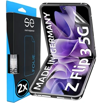 Abbildung von 2x se® 3D SCHUTZFOLIE Transparent für Samsung Galaxy Z Flip 3 5G,Selbstheilend, 100% Fingerabdruck &amp; FaceID kompatibel, einfache blasenfreie Installation, Ultra Klar, Stoß Kratzfest, aus Deutschland