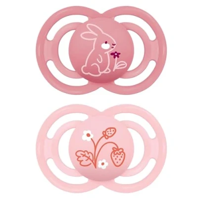 Abbildung von MAM Perfect Schnuller im 2er Set, für eine gesunde Zahn und Kieferentwicklung, Baby aus nachhaltigen &amp; bio erneuerbaren Materialien, mit Schnullerbox, 6 16 Monate, Hase/Blume