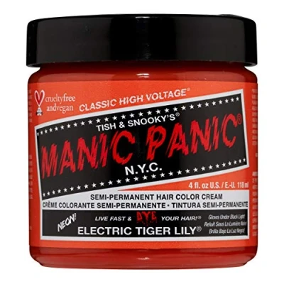 Abbildung von Manic Panic Electric Tiger Lily Classic Creme, Vegan, Cruelty Free, Orange Semi Permanent Hair Dye 2 x 118ml