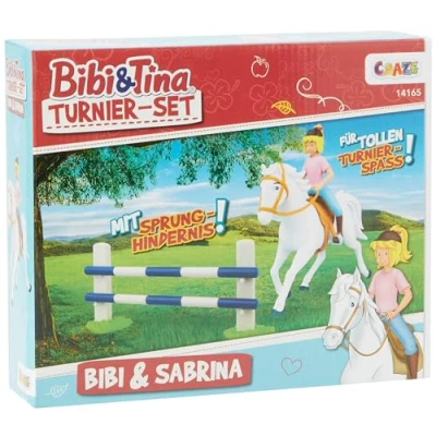 Abbildung von CRAZE Bibi &amp; TINA Turnierset mit Reiterin Pferd und Sabrina inkl. Reitzubehör Spielfiguren zum Sammeln 14165