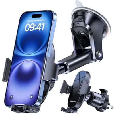Abbildung von Miracase Handyhalterung Auto Universal [Starker Saugnapf und Metallhaken] kfz Handy Halterung lüftung Armaturenbrett Windschutzscheibe Handyhalter iPhone Samsung Galaxy Alle Smartphones…