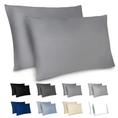 Abbildung von Dreamzie Kissenbezug 50x70 2er Set Kopfkissenbezug Anthrazit mit Reißverschluss aus Mikrofaser Weich, cm Pillow Cover
