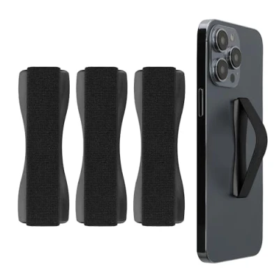 Abbildung von kwmobile Smartphone Fingerhalter 3 Set Handy Halter Griff Halterung Einhandbedienung 3X Handyhalter in Schwarz