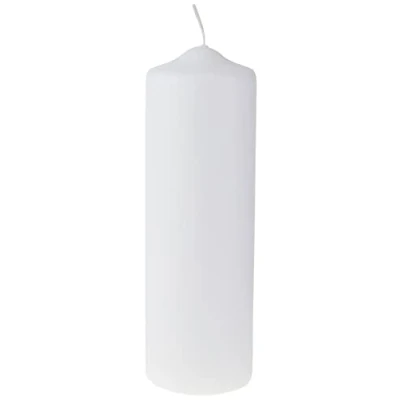 Abbildung von Rayher 3140700 Stumpenkerze, weiß, rund, 100% Paraffin, Höhe 8 x 25 cm, Rundkerze, Taufkerze, Kerzenrohling zum Verzieren und Basteln