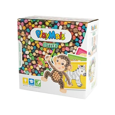 Abbildung von PlayMais MOSAIC Little Zoo Kreativ Set zum Basteln für Kinder ab 3 Jahren Über 2.300 Stück &amp; 6 Mosaik Klebebilder mit Zootieren Fördert Kreativität Feinmotorik Natürliches Spielzeug