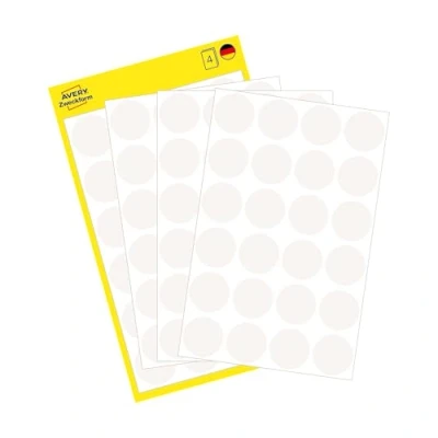 Abbildung von AVERY Zweckform 3170 selbstklebende Markierungspunkte 96 Stück (Ø18mm, Klebepunkte auf 4 Bogen, Punktaufkleber zur Farbcodierung, runde Aufkleber für Kalender, Planer und zum Basteln, Papier) weiß