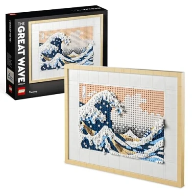 Abbildung von LEGO 31208 Art Hokusai Große Welle, 3D Japanische Wanddeko, Bastelset, gerahmte Ozean Leinwand, Hobbys für Erwachsene, DYI, Home und Büro Deko