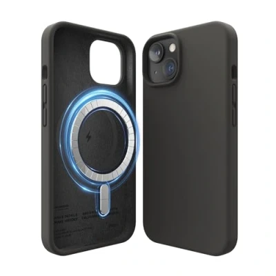 Abbildung von elago Magnetische Silikonhülle Kompatibel mit iPhone 14 Hülle (6.1&quot;), MagSafe Alles Zubehör, Eingebaute Magnete, Premium Flüssigsilikon, Schutzhülle (Schwarz)