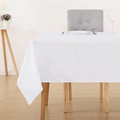 Abbildung von Deconovo Tischwäsche Weiss Tischtuch Tischdecke Wasserabweisend Lotuseffekt Tischtücher, 130x280 cm, Weiß, 1 Stück