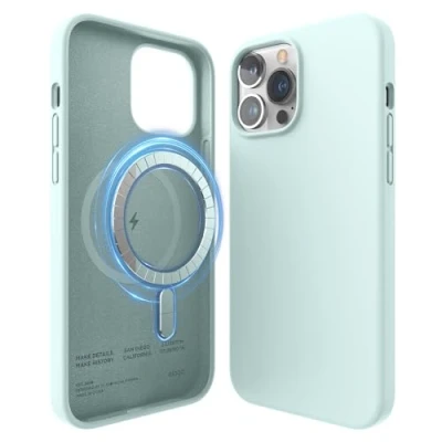 Abbildung von elago Magnetische Silikonhülle Kompatibel mit iPhone 13 Pro Max Hülle (6.7&quot;) MagSafe, Eingebaute Magnete, Hochwertiges Silikon, Schutzhülle, MagSafe Zubehör (Mintgrün)
