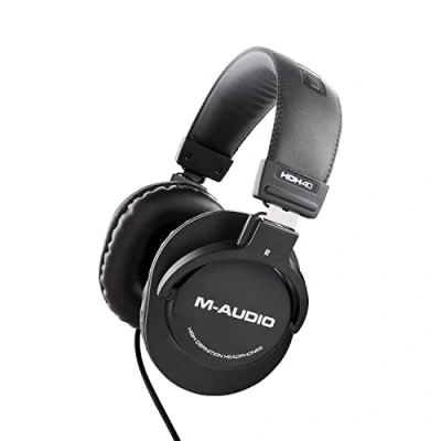 Abbildung von M Audio HDH40 Over Ear Studiokopfhörer mit geschlossenem Design, flexiblem Bügel und 2.7m Kabel für Studiomonitoring, Podcasting Recording