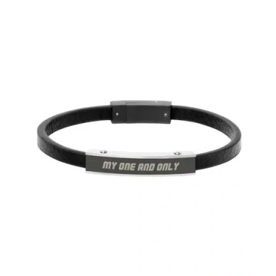 Abbildung von Schwarzes Lederarmband mit Gravur Armbänder