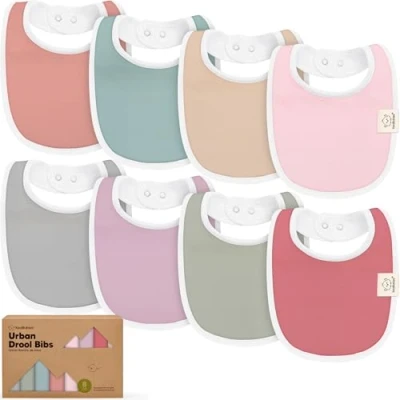 Abbildung von KeaBabies Baby Lätzchen für Jungen &amp; Mädchen 8er Pack Bio Baumwolle zum Zahnen Junge groß Säugling, Kleinkind (Muted Pastel)