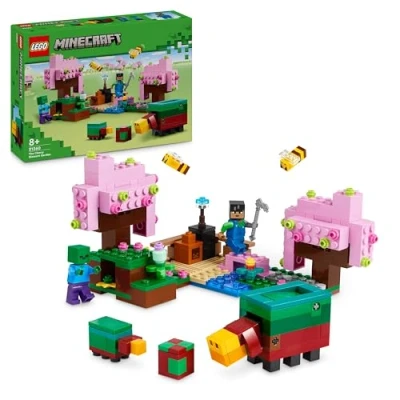 Abbildung von Lego Minecraft Der Kirschblütengarten, Spielzeug Garten zum Erkunden mit Sunny, Schnüffler, Zombie und Bienen, Geschenk für Gamer, Jungen Mädchen ab 8 Jahren 21260