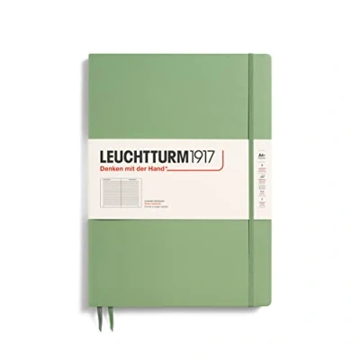 Abbildung von LEUCHTTURM1917 363918 Notizbuch Master Slim (A4+), Hardcover, 123 nummerierte Seiten, Salbei, Liniert