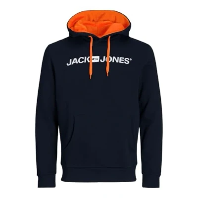 Abbildung von JACK &amp; JONES Herren JJECORP Old Logo Sweat Hood, Kapuzen Hoodie Langarm, Navy Blazer/Shocking Orange, XXL
