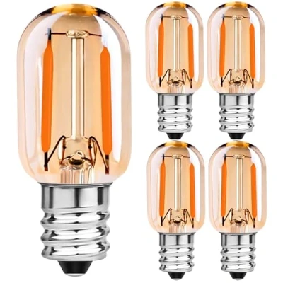 Abbildung von Century Light 1W E14 LED T22 Mini Röhrenbirne Vintage Glühfaden Kerze ersetzt 10W Kühlschranklampe Extra Warmweiß 2200K 360 Abstrahlwinkel 230V, 110lm, Nicht dimmbar, 5 Stück