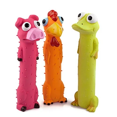 Abbildung von Chiwava 3 Stück 9 Zoll Latex mit Quietscher Dog Toys lang Animal Puppy Quietschen Interaktives Spielen Sortierte Farbe