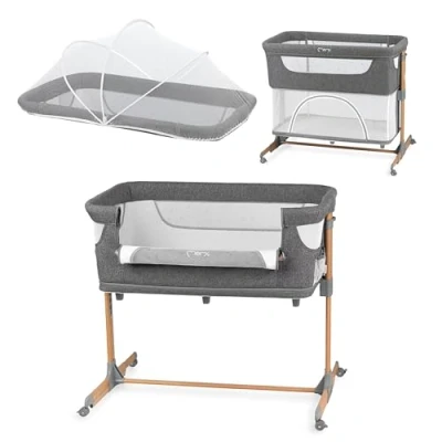 Abbildung von Momi SMART Bed 4 in 1 Kinderbeistellbetten bis 15 kg, Beistellbett für Babys mit Matratze, Höhenverstellbar