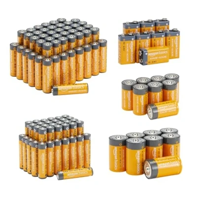 Abbildung von Amazon Basics Alkaline Batterien, Super Vorteilspack, 48 x AA + 36 AAA 8 C D 9 Volt, 108 Stück