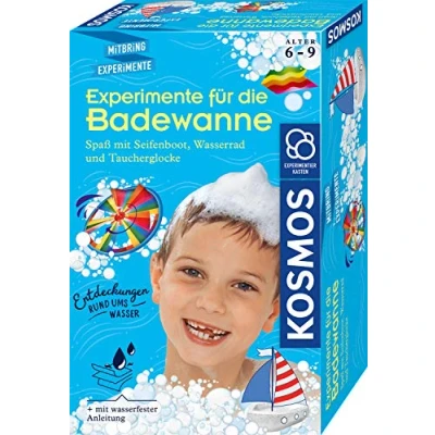 Abbildung von KOSMOS 657833 Experimente für die Badewanne, Experimentier Spaß mit Seifenboot, Wasserrad und Taucherglocke, Forscher Set, Experimentierset Kinder, Badewannen Spielzeug ab 6 Jahre