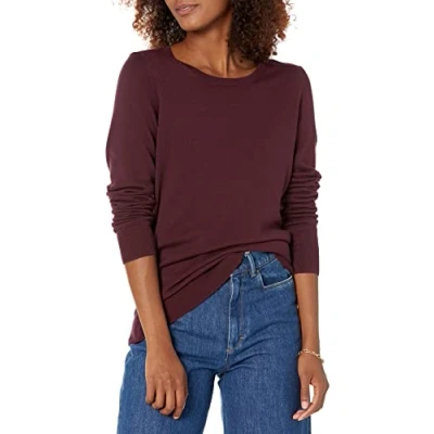 Abbildung von Amazon Essentials Damen Leichter, Langärmeliger Pullover Mit Rundhalsausschnitt (Erhältlich in Übergröße), Burgunderrot, M
