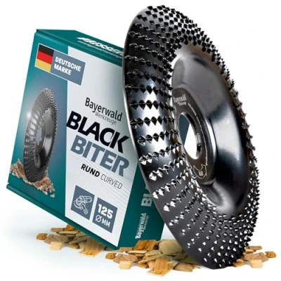 Abbildung von Bayerwald&quot;Black Biter&quot; curved/rund Raspelscheibe Ø 125 mm x 22,2 schnelles, grobes Abschleifen von Holz &amp; Holzwerkstoffen für Winkelschleifer