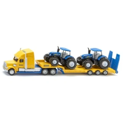 Abbildung von siku 1805, LKW mit New Holland Traktoren, 1:87, Metall/Kunststoff, Gelb/Blau, Viele Funktionen