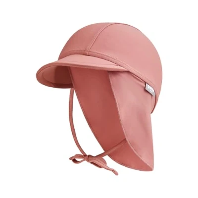 Abbildung von Sterntaler Schirmmütze Nacken Uni Baby und Kinder Mütze mit Nackenschutz Bindeband UV Schutz 50+ Bademütze Kopfbedeckung Schwimmbad Strand Unisex Bademode Rosenholz, Größe 53