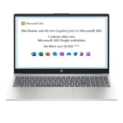 Abbildung von HP Laptop 15,6&quot; FHD Display Intel Processor N100 4 GB DDR4 RAM 128 UFS UHD Graphics Windows 11 Home im S Modus QWERTZ Natural Silver