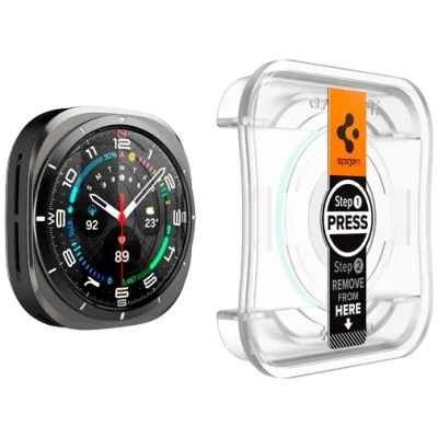 Abbildung von Spigen EZ Fit Gehärtetes Glas Clear Displayschutzfolie Samsung Galaxy Watch Ultra 2 Pack