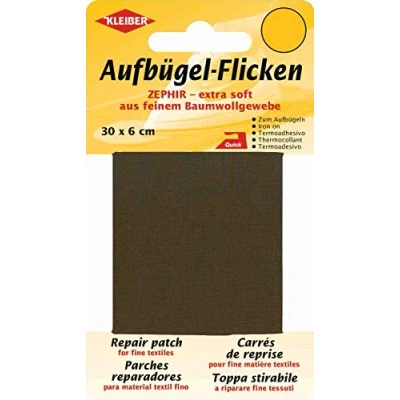Abbildung von Kleiber 30 x 6 cm Extra weiches, feines Baumwollausbesserungsband zum Aufbügeln, Dunkelbraun