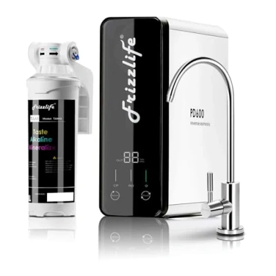 Abbildung von Frizzlife Umkehrosmose Wasserfiltrationssystem 600 GPD RO Hochdurchsatz, kein Wassertank, reduziert TDS, kompakt, alkalisches Mineral, 1,5:1 Abflussverhältnis, EU Tech Support, PD600 TAM3