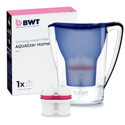 Abbildung von BWT Wasserfilter AQUAlizer Home Blau inkl 1 Magnesium Filterkartusche Trinkwasser Für Speisen &amp; Getränke Filtert Kalk, Chlor, Blei Kupfer