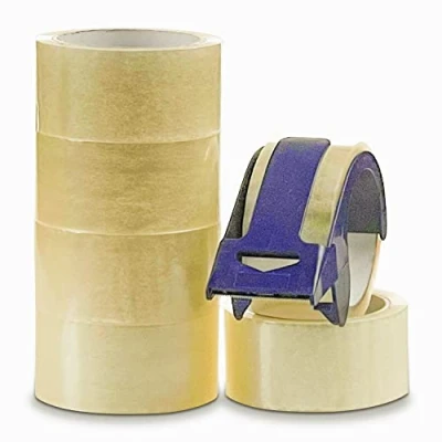 Abbildung von Crimson Starfish Klebeband Transparent mit Abroller 6 Rollen 48mm x 50m durchsichtiges Paketband Transparentes für das Verpacken von Kisten &amp; Paketen, Umzug