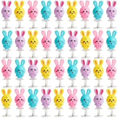 Abbildung von THE TWIDDLERS 36 Bunny Spring Jump Up Pop Toys für Kinder, 6cm Rabbit Birthday Easter Party Favours, Multipack Goody Bag Fillers and Jumping Toy Gift Set, Classroom Prizes