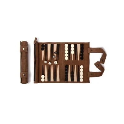 Abbildung von Sondergut Backgammon Brettspiel Mocca Zum Rollen aus 100% Leder Das Original seit 1998 Camper &amp; Travel Fans 25x34cm
