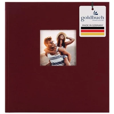 Abbildung von goldbuch 27892 Fotoalbum mit Fensterausschnitt, Bella Vista, Erinnerungsalbum 30 x 31 cm, Foto Album 60 weiße Seiten Pergamin Trennblättern, Fotobuch aus Leinen, Bordeaux
