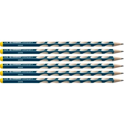Abbildung von Schmaler Dreikant Bleistift für Linkshänder STABILO EASYgraph S in petrol 6er Pack Härtegrad HB