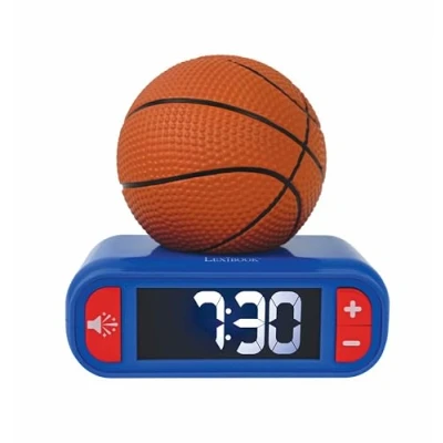 Abbildung von Lexibook, Basketball, Basketball Nachtlichtwecker, Töne und Melodien, LCD Bildschirm mit Hintergrundbeleuchtung, beleuchtet, Snooze, blau / orange, RL800BA