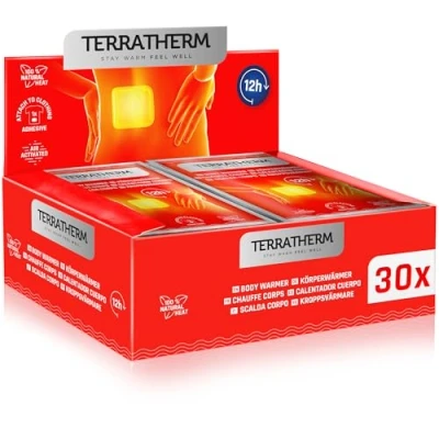 Abbildung von TerraTherm Wärmepflaster Rücken, Nacken und Schulter 12h wohlige Tiefenwärme, Rückenwärmer Körperwärmer selbstklebend luftaktiviert 30 Stück, Modern