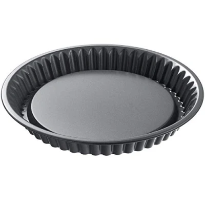 Abbildung von Original Kaiser La Forme Plus Obstbodenform 28 cm, Obstkuchenform, Tortenboden Backform antihaftbeschichtet, schnittfester Boden, Tortenbodenform Wellenrand, Schwarz