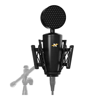Abbildung von Neat King Bee II Unidirektionales Echtkondensatormikrofon mit großer Membran, Stoßdämpfung und Popschutz für Stimmaufnahmen, Podcasts, Streaming XLR Ausgabe, Black, MIC 2010 02