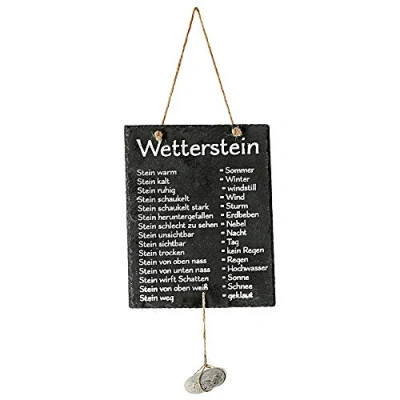 Abbildung von Cepewa Wetterstation &quot;Stein&quot; auf Schiefertafel Wettertafel Schild Tafel beschriftet 20 x 25 cm