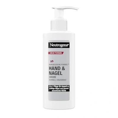 Abbildung von Neutrogena Hand &amp; Nagel Creme (150 ml), feuchtigkeitsspendende Handcreme mit 4 in 1 Pflege für schöne Hände Nägel, schnell einziehende Hautpflege Panthenol Glycerin im Spender