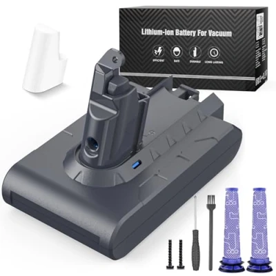 Abbildung von V6 6500mAh Akku für Dyson DC62, Ersatzakku DC58 DC59 DC61 Animal DC72 DC74 SV03 SV05 SV06 SV07 SV09 Staubsauger + 2pcs Filter