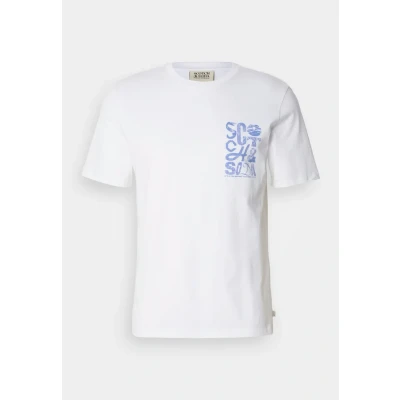 Abbildung von Scotch &amp; Soda Regular FIT LEFT Chest LOGO Tshirt print, Herren, Größe: Large, Bright white