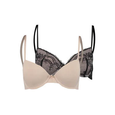 Abbildung von Dorina BRA 2 PACK Bügel BH, Damen, Größe: 75A, Black/blush