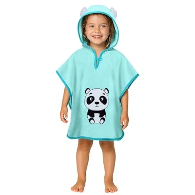 Abbildung von LAYNENBURG Premium Badeponcho Kinder mit Kapuze 100% Baumwolle OEKO TEX Baby Jungen Mädchen Handtuch Poncho Frottee 1 3 Jahre/Panda